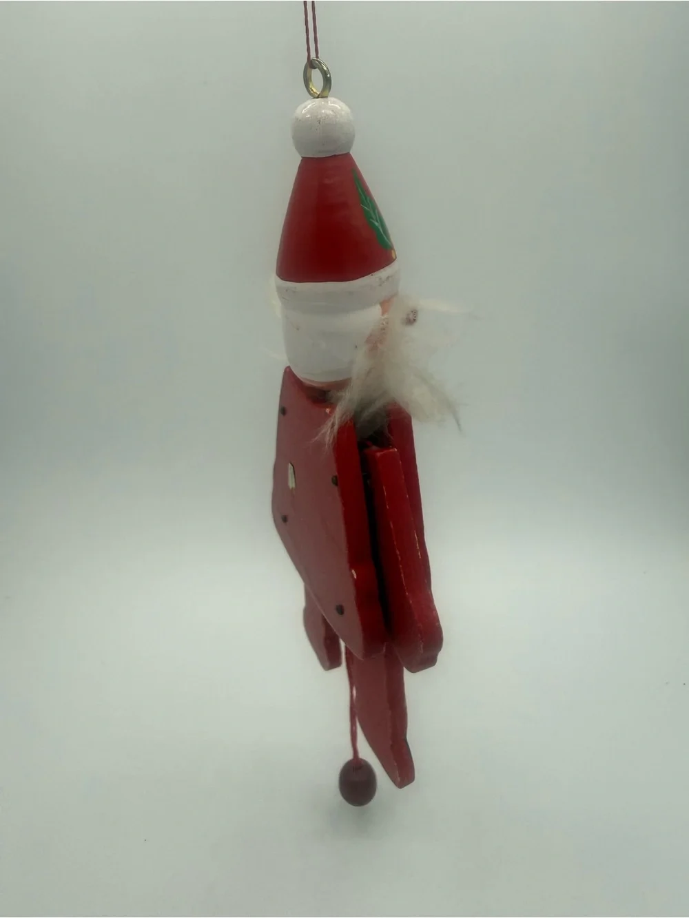 Vintage Wooden Santa Claus Jumping Jack Pull String Christmas Ornament Toy 1970s